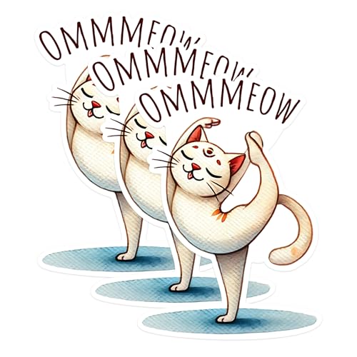(3 Pack) Yoga Cat Decals - Funny Cat Meme - Cute Animal Laptop Decal - 3 Inches On Longest Side - Easy Peel & Apply - Made in USA - 3MCS1303