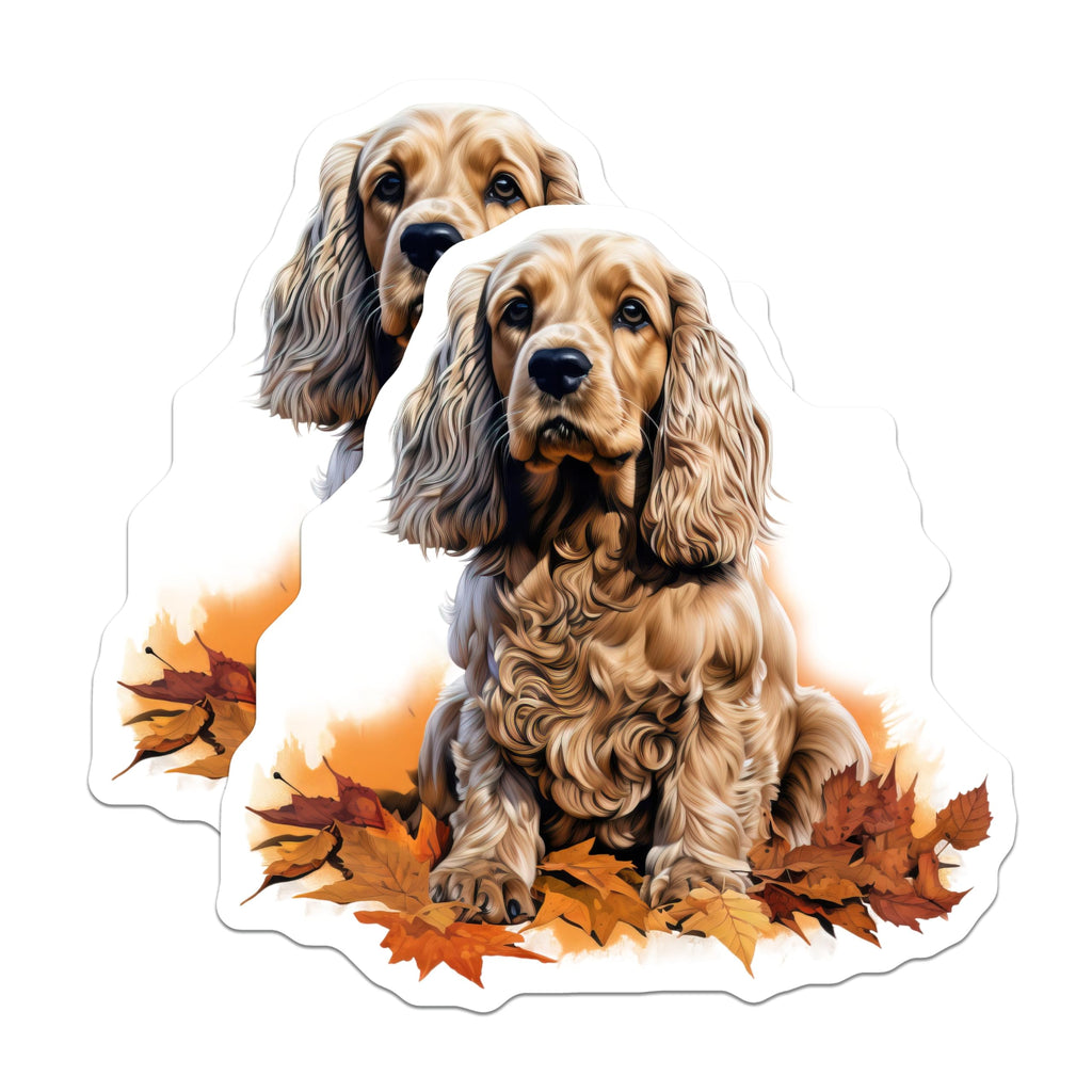 (2 Pack) Cocker Spaniel Dog Magnets - Autumn Fall Animal Art - Pet Parent Refrigerator Display - 5 Inches On Longest Side - Thick Durable Magnet - Made in USA - MAG25131