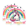 (2 Pack) Cute Unicorn Stickers - Stay Magical - Rainbow Unicorn Decal Decoration - 5" On Longest Side - Sticks to Smooth Flat Surfaces - Made in USA - BMCS8072