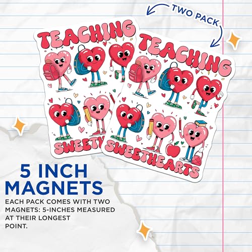 (2 Pack) Teaching Sweethearts Magnets - Cute Teacher Appreciation - 5" On Longest Side - for Cars, Fridges, Toolboxes - Made in USA - MAG7651