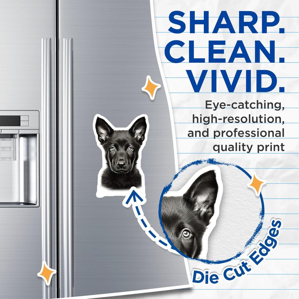 (2 Pack) German Shepherd Puppy Magnets - Dog Lover Refrigerator Decor - Cute Puppy Art - 5 Inches On Longest Side - Thick Durable Magnet - Made in USA - MAG26914