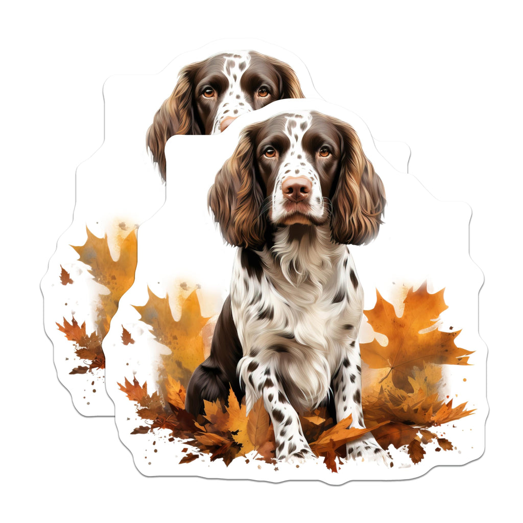 (2 Pack) Springer Spaniel Dog Magnets - Autumn Fall Leaves - Dog Owner Refrigerator - 5 Inches On Longest Side - Thick Durable Magnet - Made in USA - MAG30722