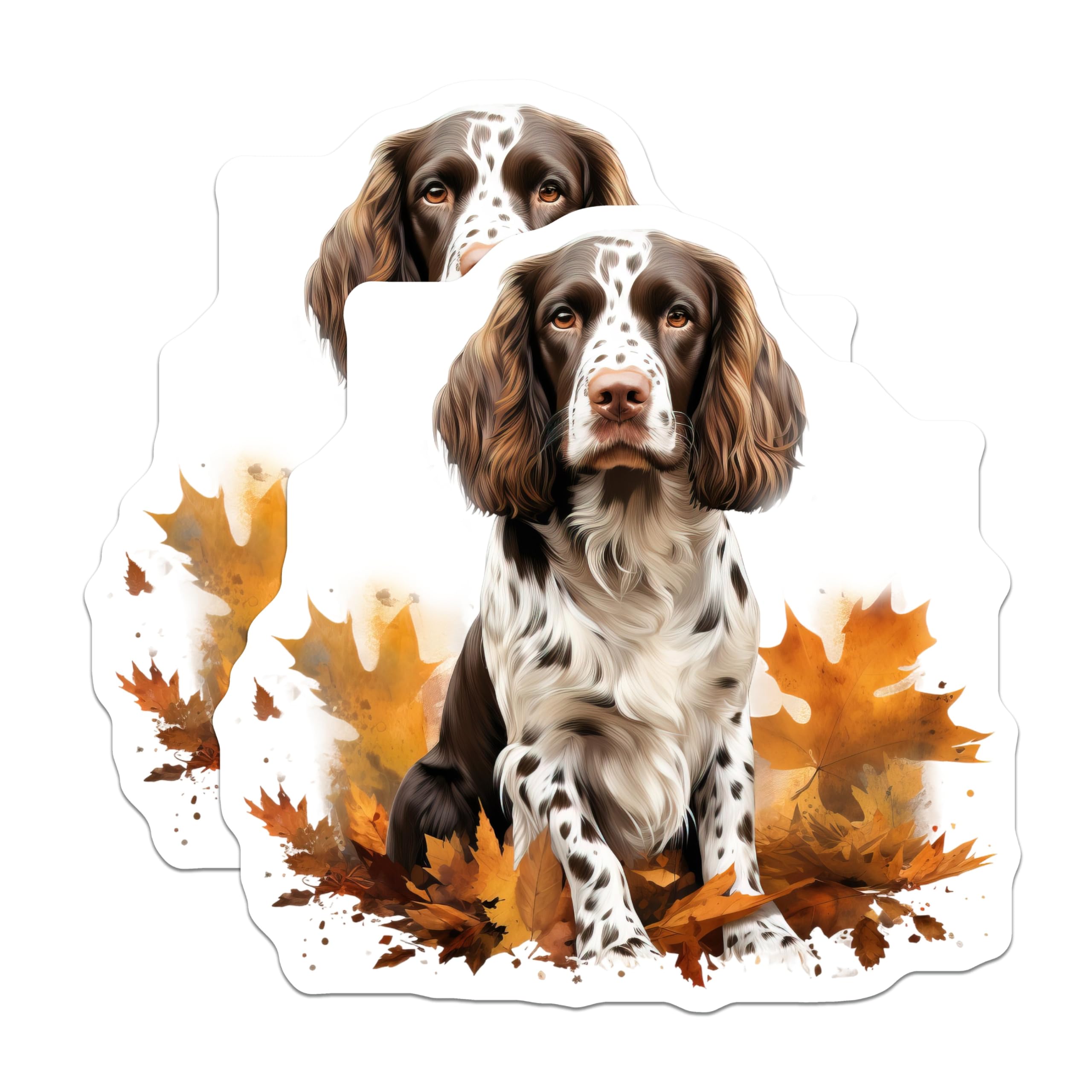 (2 Pack) Springer Spaniel Dog Magnets - Autumn Fall Leaves - Dog Owner Refrigerator - 5 Inches On Longest Side - Thick Durable Magnet - Made in USA - MAG30722