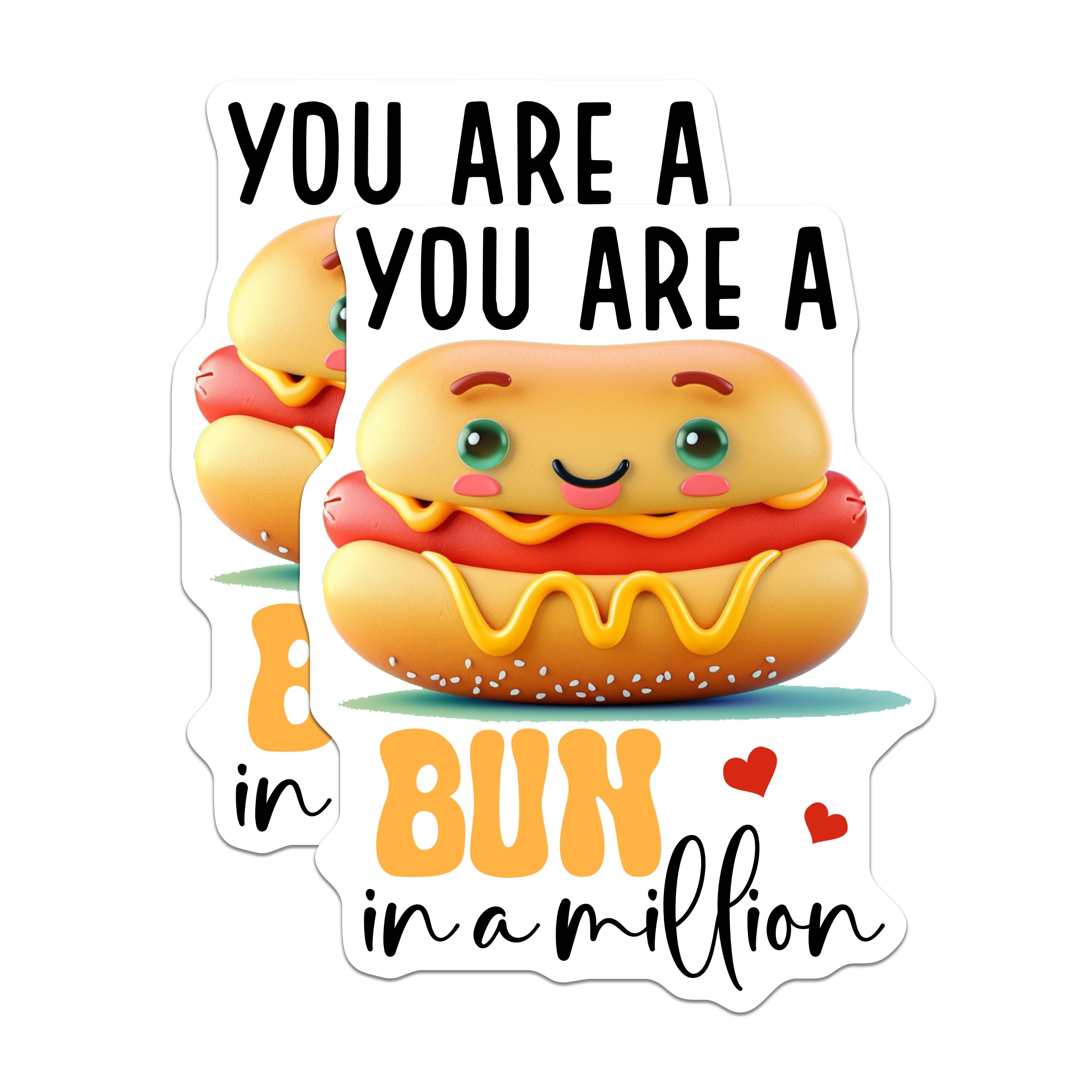 (2 Pack) Bun in a Million Magnets - Cute Hot Dog Pun - Funny Foodie Refrigerator Decor - 5 Inches On Longest Side - Thick Durable Magnet - Made in USA - MAG37069