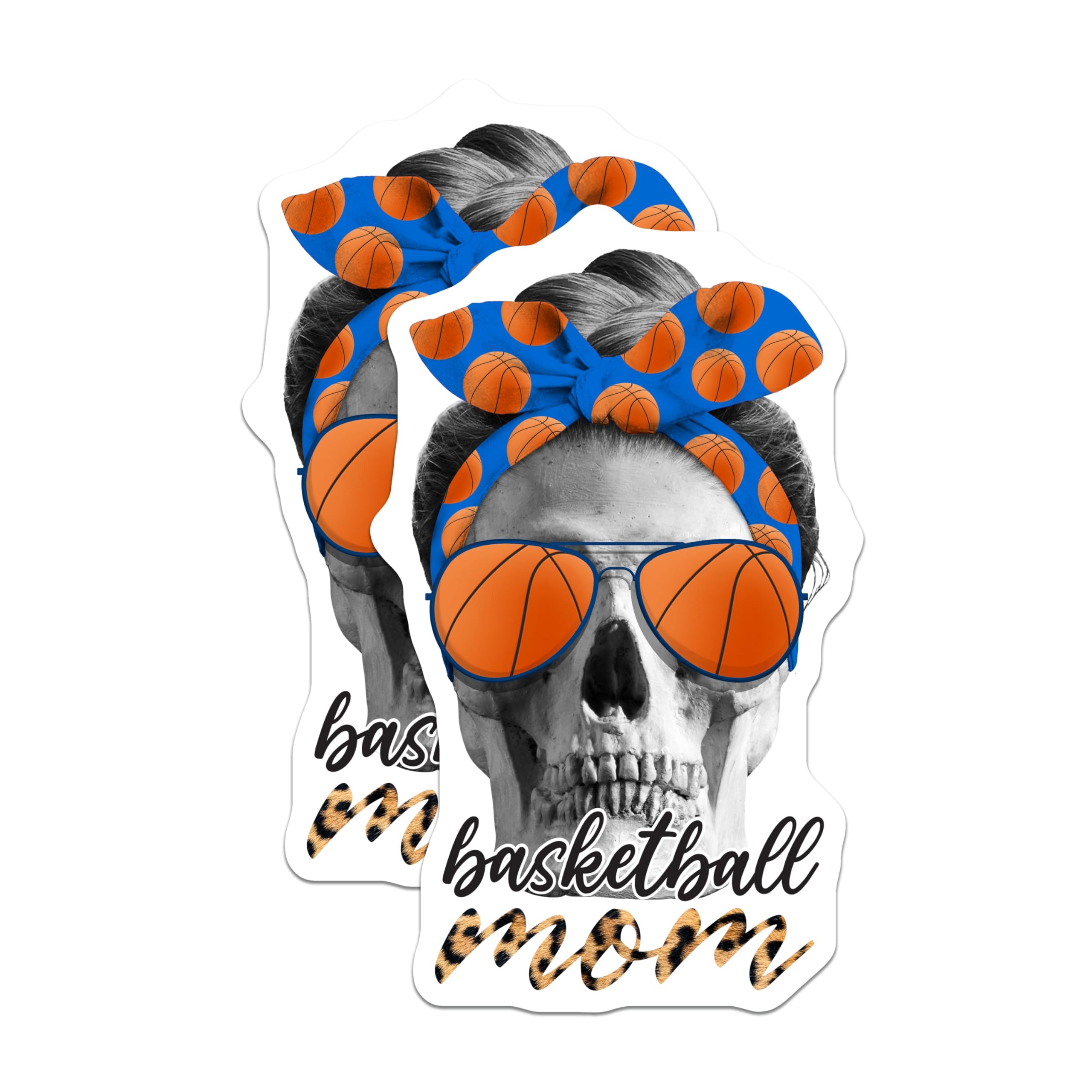 (2 Pack) Basketball Mom Magnets - Skull Bandana - Leopard Print Sports Decor - 5" On Longest Side - Premium Magnet - for Cars, Refrigerators, Toolboxes, Lockers - Made in USA - MAG17485