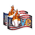 (2 Pack) Baseball Love Magnets - American Flag - Flaming Baseball Home Decor - 5" On Longest Side - Premium Magnet - for Cars, Refrigerators, Toolboxes, Lockers - Made in USA - MAG18208