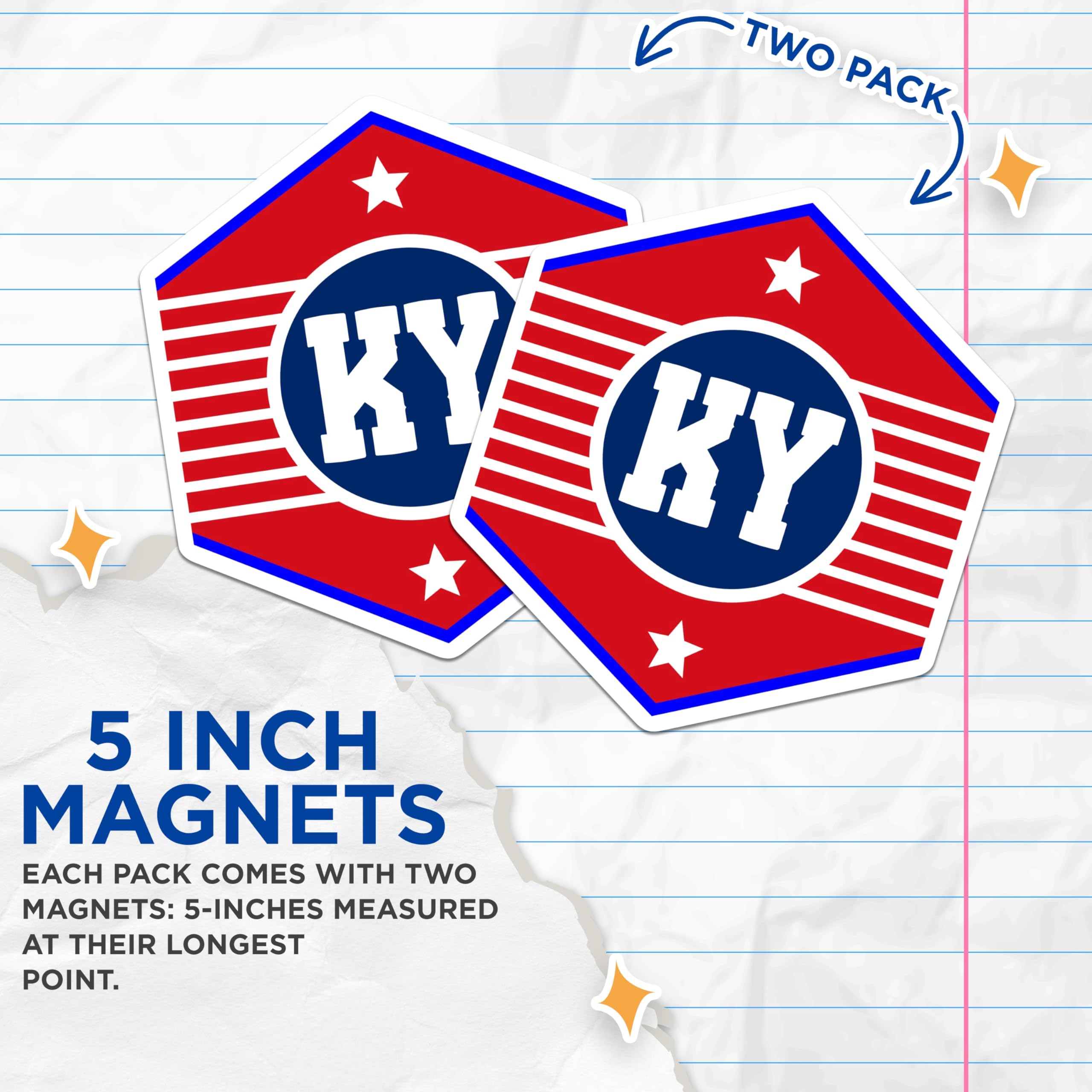 (2 Pack) Kentucky State Magnets - KY Pride - Red White and Blue Magnets - 5" On Longest Side - Premium Magnet - for Cars, Refrigerators, Toolboxes, Lockers - Made in USA - MAG17704