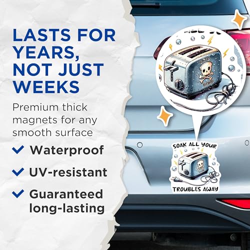 (2 Pack) Soak All Your Troubles Away Magnets - 5" On Longest Side - for Cars, Fridges, Toolboxes - Made in USA - MAG7519