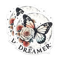 (2 Pack) Butterfly and Roses Magnet - Inspirational Home Decor - 5" On Longest Side - Sticks to Smooth Flat Surfaces - Made in USA - MAG9732