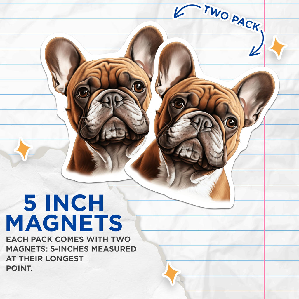 (2 Pack) French Bulldog Magnets - Frenchie Lover Decor - Dog Breed Accessories - 5 Inches On Longest Side - Thick Durable Magnet - Made in USA - MAG30938