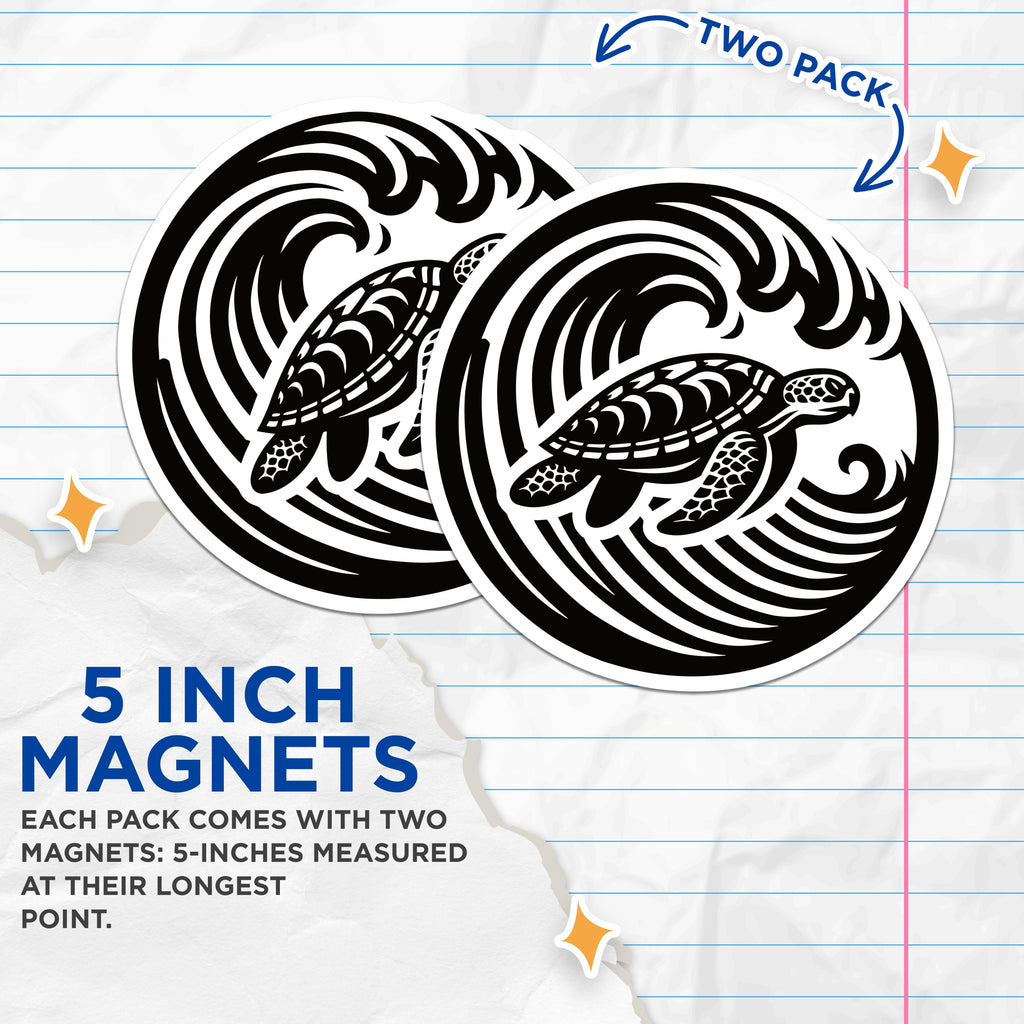 (2 Pack) Sea Turtle Magnets - Ocean Animal Decor - Hawaiian Honu Art - Beach House Refrigerator Locker Magnets - 5 Inches On Longest Side - Thick Durable Magnet - Made in USA - MAG36940
