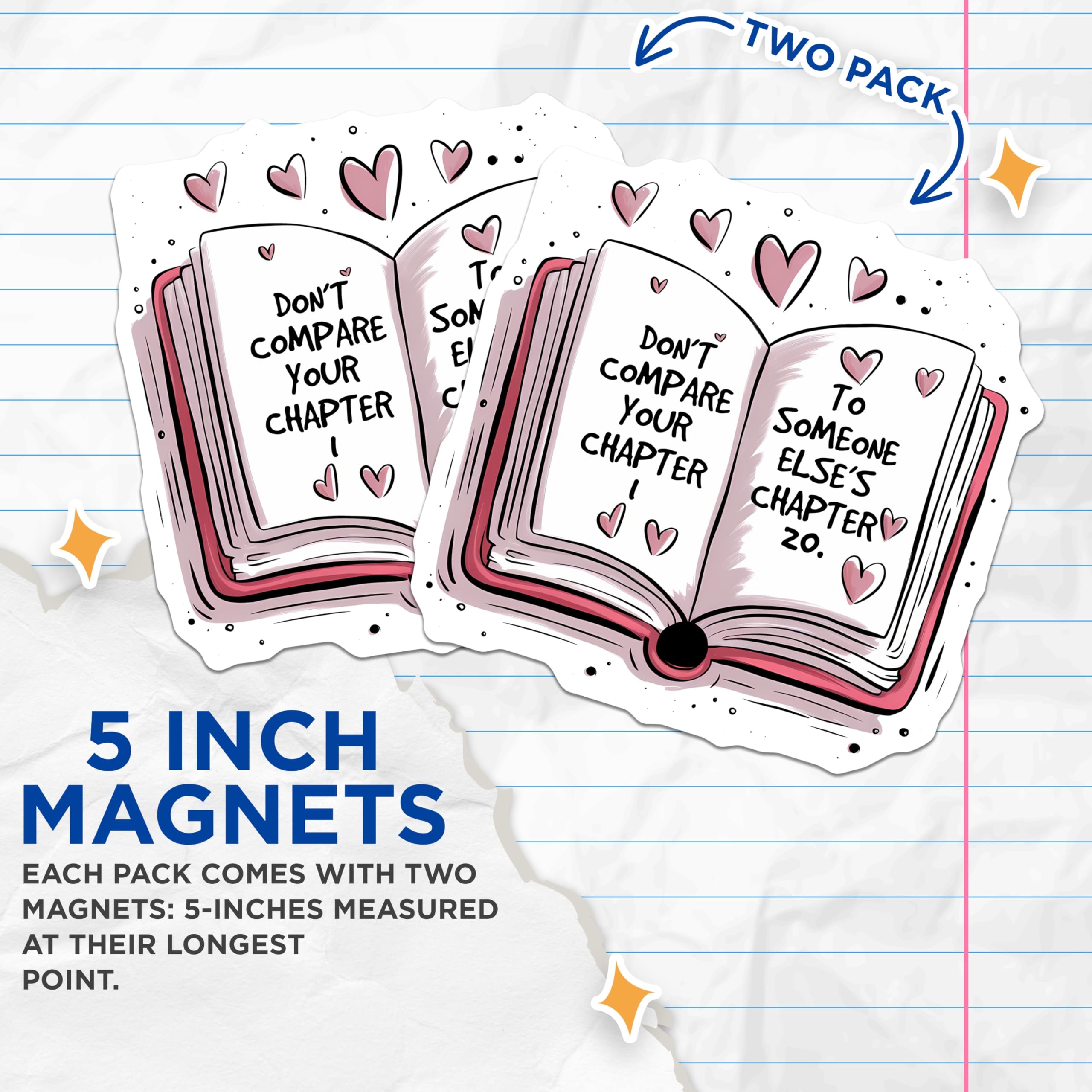 (2 Pack) Motivational Quote Magnets - Book Lover Inspiration - Daily Affirmation Decor - 5" On Longest Side - Premium Magnet - for Cars, Refrigerators, Toolboxes, Lockers - Made in USA - MAG14019