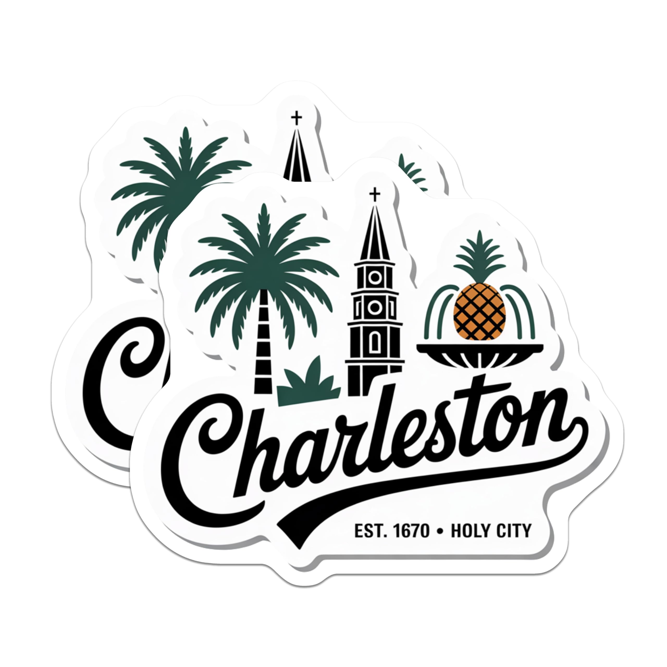 (2 Pack) Charleston Magnets - Holy City Decor - South Carolina Refrigerator Magnets - 5" On Longest Side - Premium Magnet - for Cars, Refrigerators, Toolboxes, Lockers - Made in USA - MAG17263