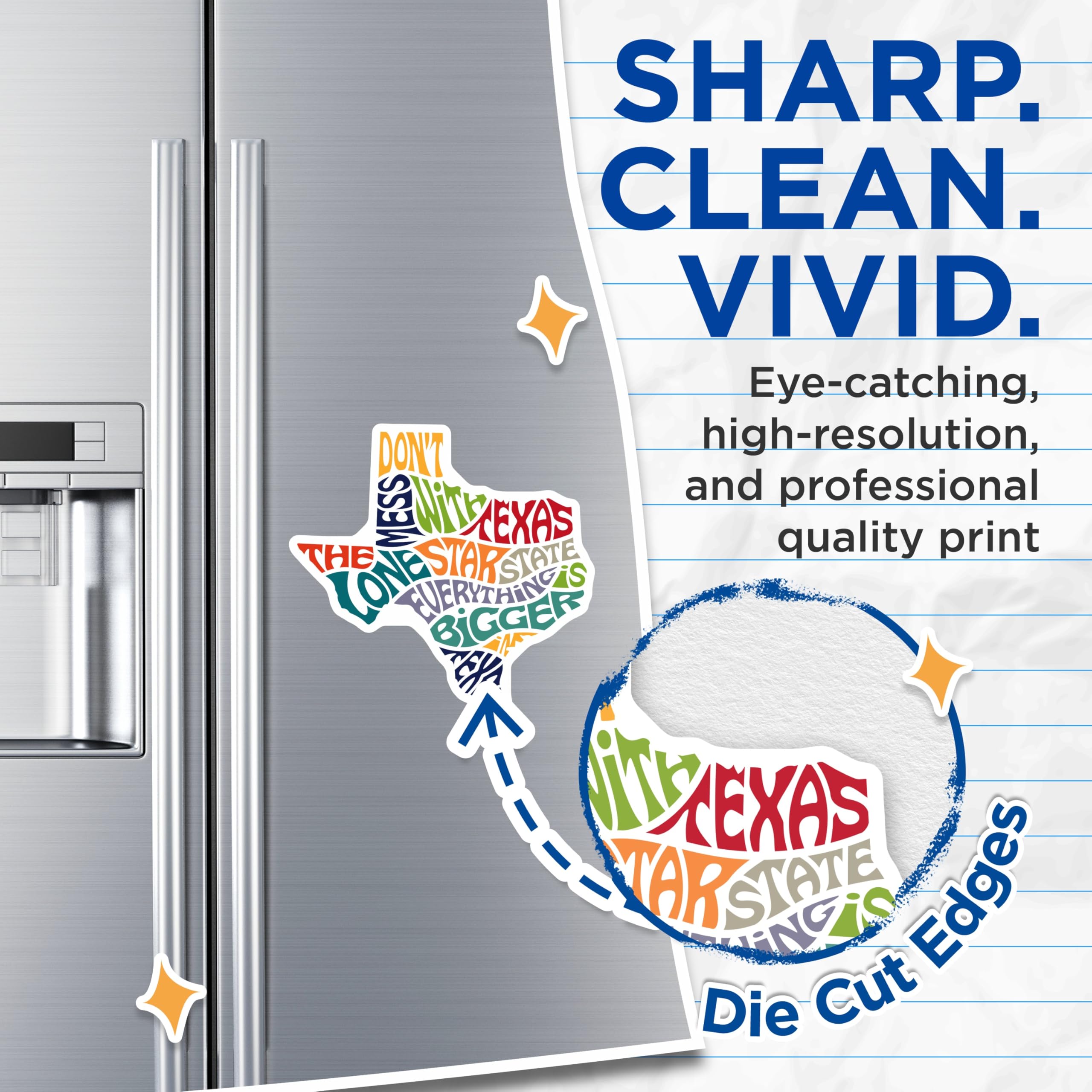 (2 Pack) Texas Magnets - Lone Star State Decor - Don't Mess with Texas Motto - 5 Inches On Longest Side - Thick Durable Magnet - Made in USA - MAG19166