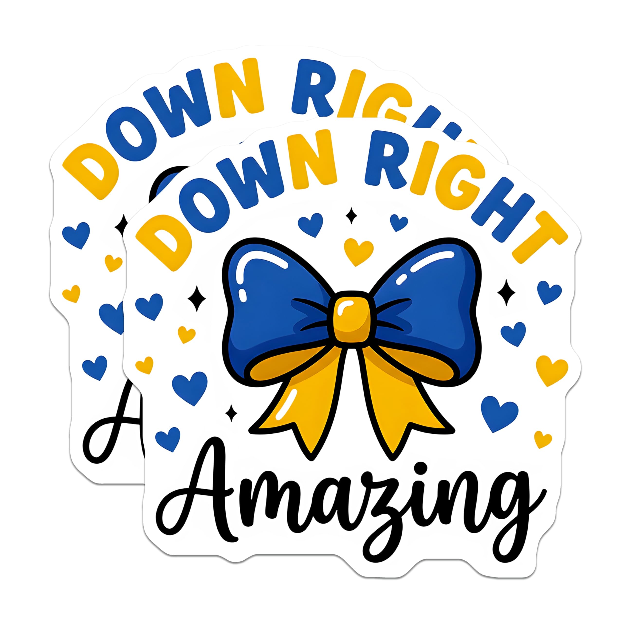 (2 Pack) Down Syndrome Awareness Magnets - Trisomy 21 Support - Inspiring Amazing Bow Decals - 5 Inches On Longest Side - Thick Durable Magnet - Made in USA - MAG24376