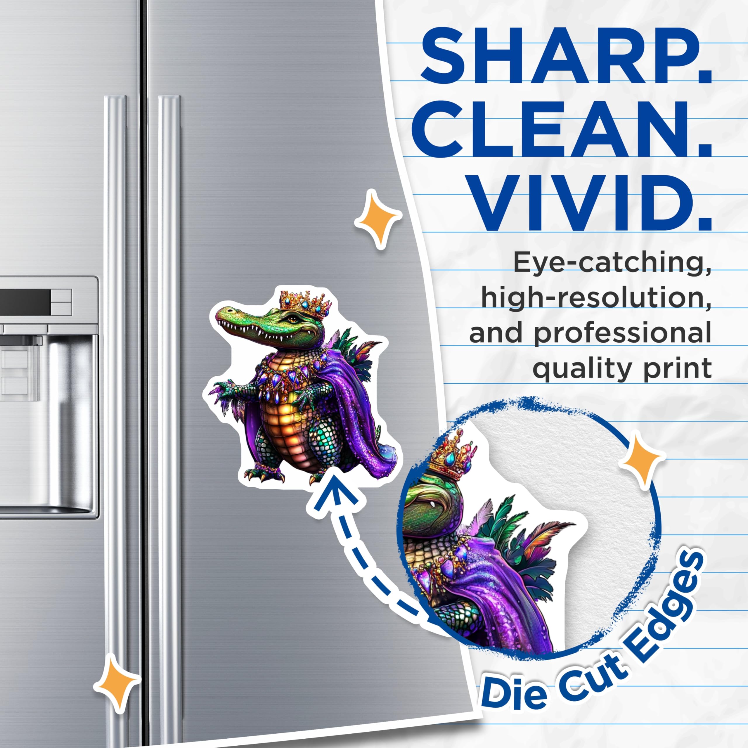 (2 Pack) King Alligator Magnets - Reptile Crowned Decor - Fantasy Alligator Fridge Magnets - 5" On Longest Side - Premium Magnet - for Cars, Refrigerators, Toolboxes, Lockers - Made in USA - MAG14862