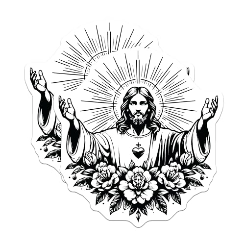 (2 Pack) Sacred Heart Jesus Magnets - Religious Refrigerator Magnets - Inspirational Jesus Christ Home Decor - 5" On Longest Side - for Cars, Fridges, Toolboxes - Made in USA - MAG7330