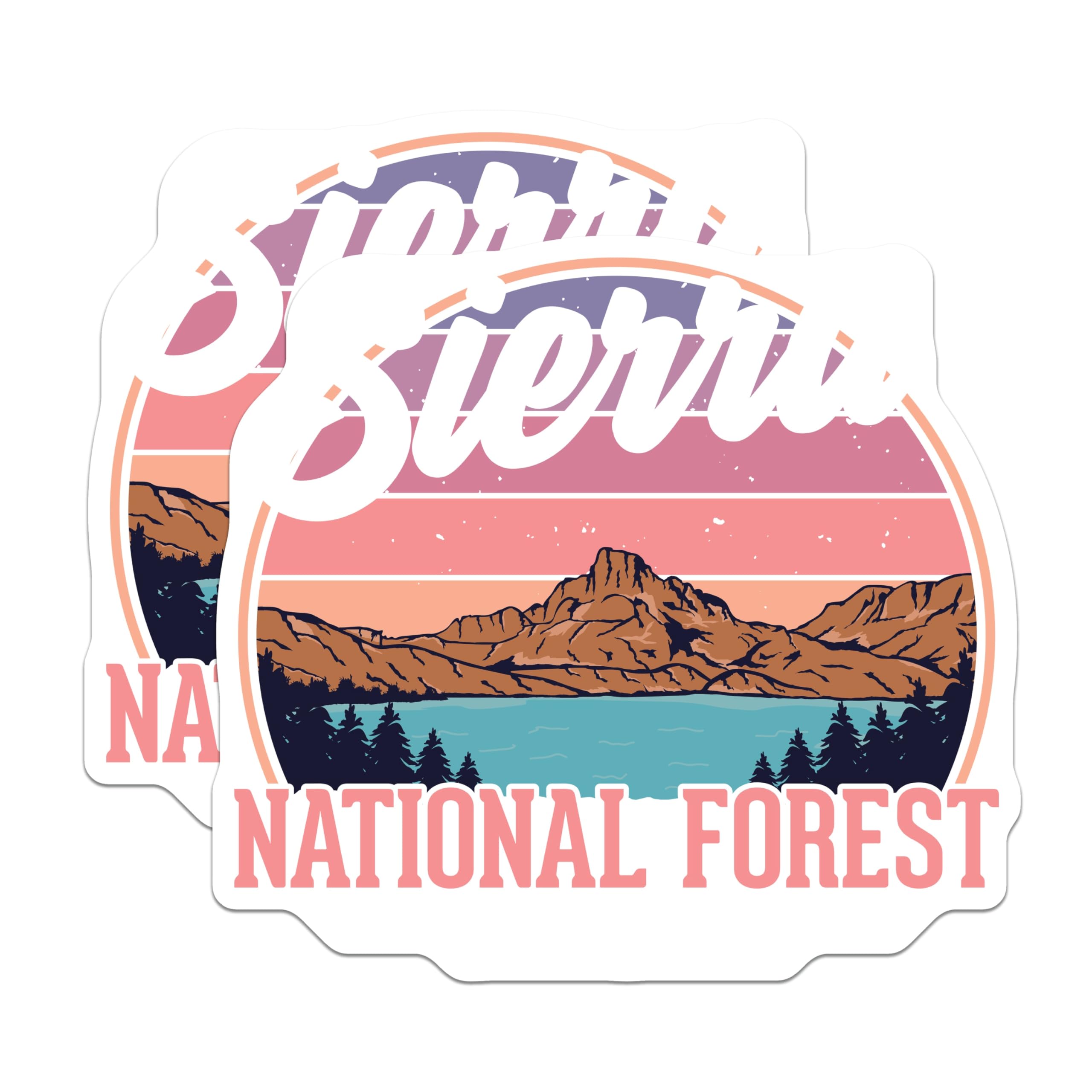 (2 Pack) Sierra National Forest Magnets - Mountain Lake Artwork - Fridge Locker Decor - 5" On Longest Side - Premium Magnet - for Cars, Refrigerators, Toolboxes, Lockers - Made in USA - MAG18879