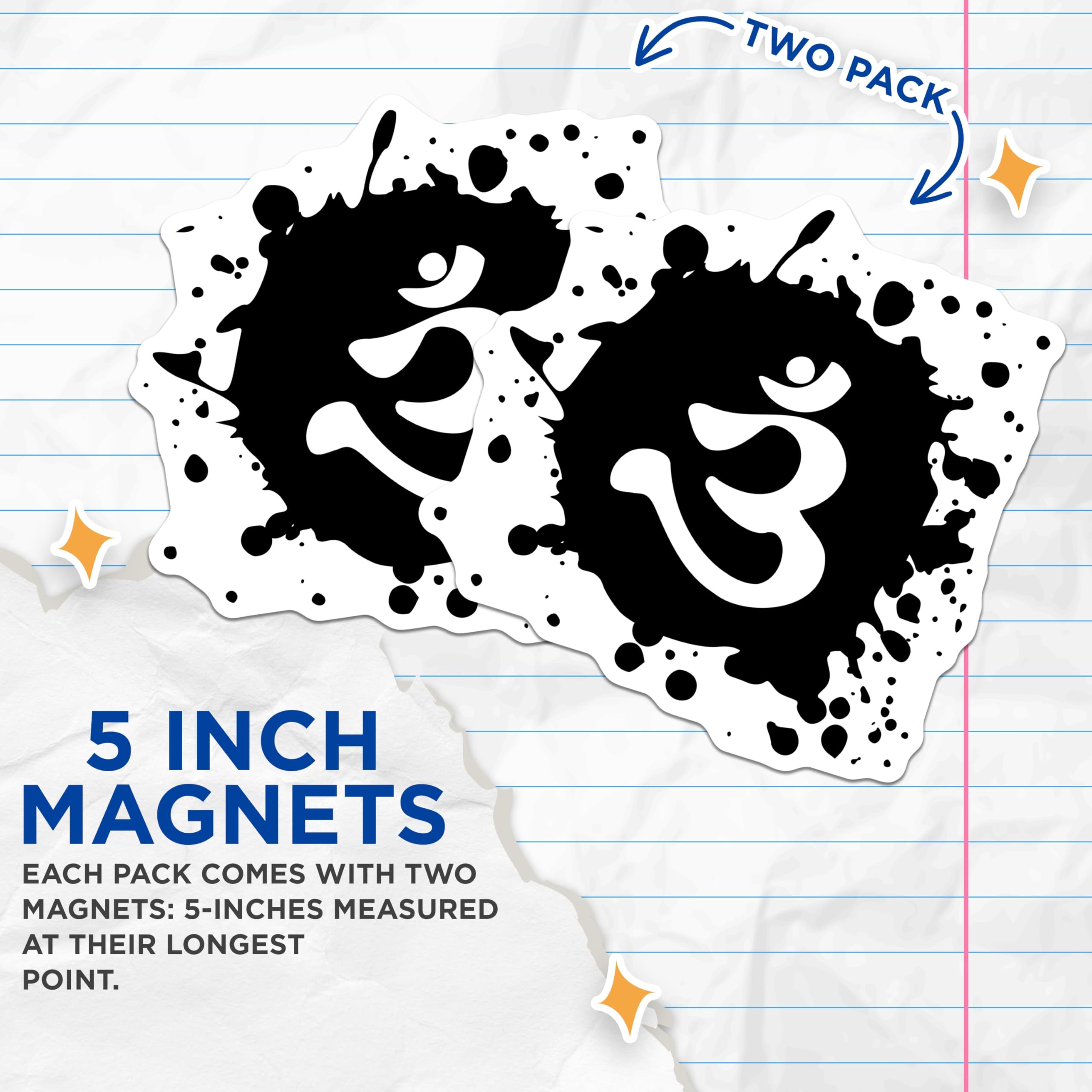 (2 Pack) Om Symbol Magnets - Spiritual Yoga Meditation Decor - Sacred Hindu Buddhist Art - Zen Home Accent - 5 Inches On Longest Side - Thick Durable Magnet - Made in USA - MAG22752