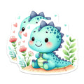 (2 Pack) Cute Baby Dinosaur Magnets - Kawaii Dino Nursery Decor - Kids Room Fridge Locker Refrigerator - 5 Inches On Longest Side - Thick Durable Magnet - Made in USA - MAG37627