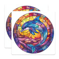 (2 Pack) Stained Glass Dolphin Magnets - Vibrant Ocean Sea Life Art - Coastal Decor Refrigerator Accessories - 5 Inches On Longest Side - Thick Durable Magnet - Made in USA - MAG26132