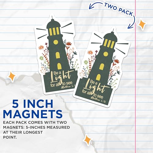 (2 Pack) Lighthouse Quote Magnets - Inspirational Home - Bible Verse Magnets - 5" On Longest Side - for Cars, Fridges, Toolboxes - Made in USA - MAG4160