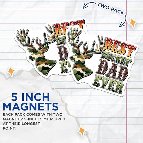 (2 Pack) Best Buckin Dad Ever Magnets - Funny Dad Joke - Hunting Dad for Father - 5" On Longest Side - for Cars, Refrigerators, Toolboxes, Lockers - Made in USA BMCS3234