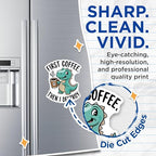 (2 Pack) Coffee Lover Magnets - Funny Dinosaur - First Coffee Then I Destroy - Cute Coffee Humor - 5" On Longest Side - for Cars, Fridges, Toolboxes - Made in USA - MAG5578