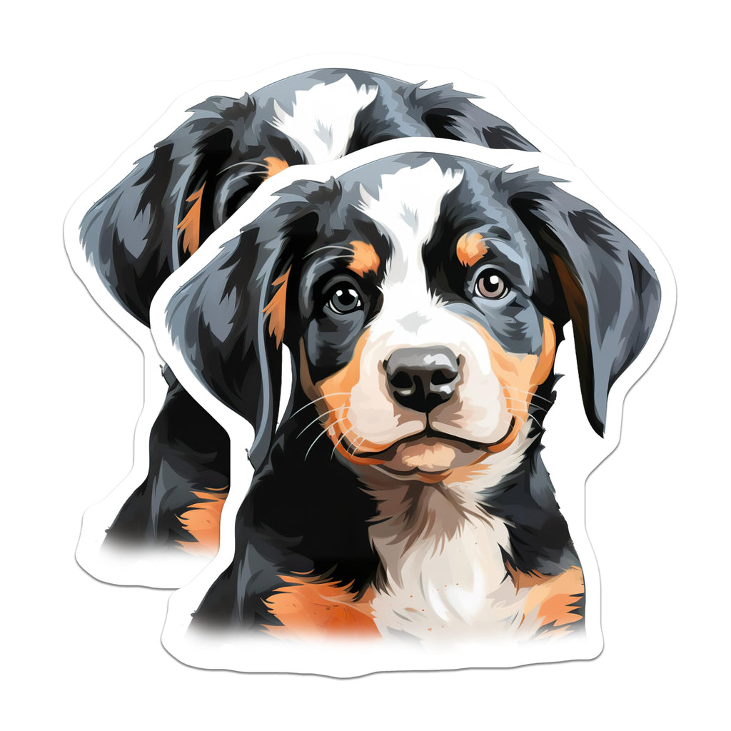 (2 Pack) Greater Swiss Mountain Dog Magnets - Cute Swissy Puppy Art - Dog Owner Home Decor - 5 Inches On Longest Side - Thick Durable Magnet - Made in USA - MAG27446