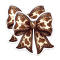 (2 Pack) Cow Print Bow Stickers - Western Style - Country Aesthetic - 5" On Longest Side - Sticks to Smooth Flat Surfaces - Made in USA - BMCS14421