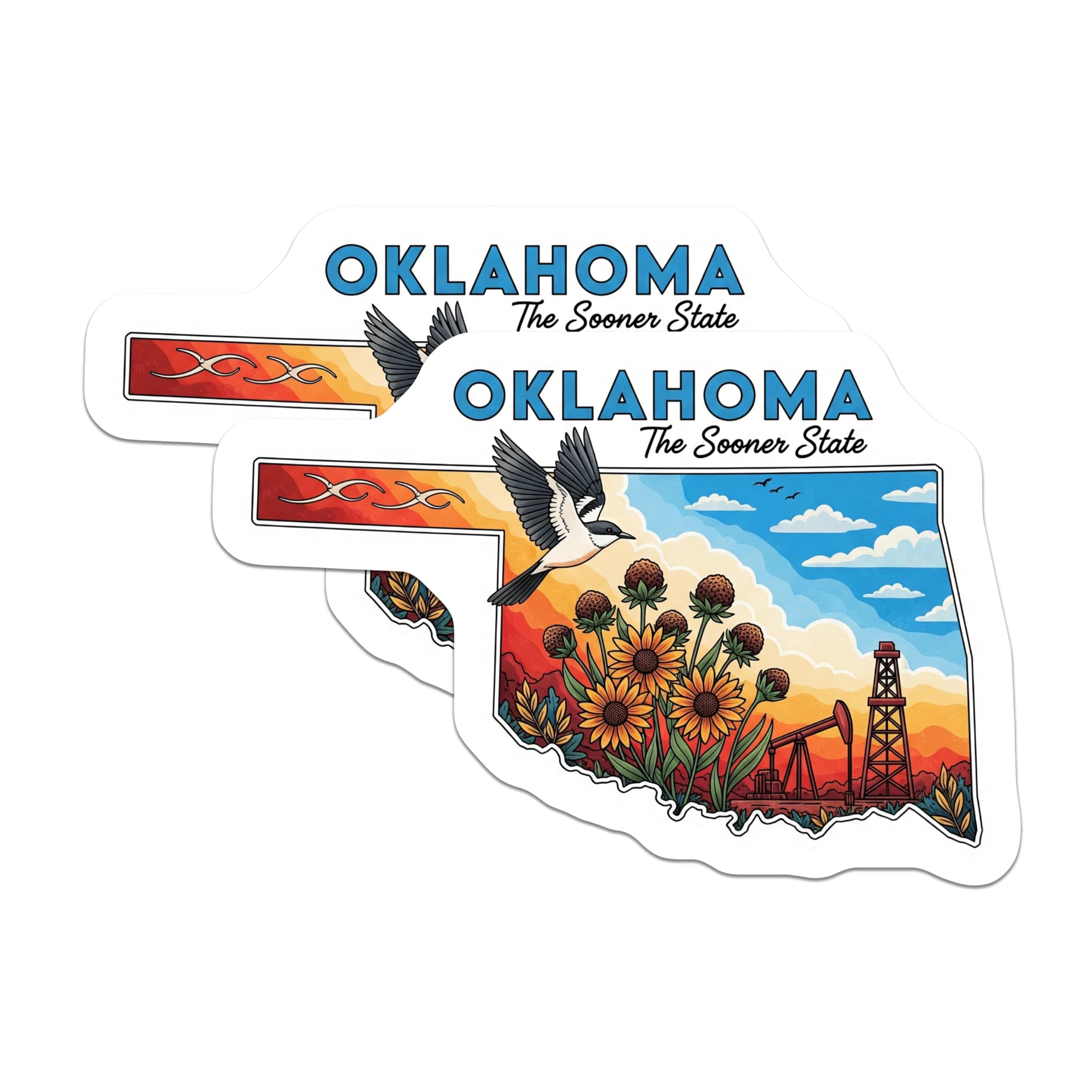 (2 Pack) Oklahoma Magnets - Sooner State Decor - Route 66 Home Magnets - 5" On Longest Side - Premium Magnet - for Cars, Refrigerators, Toolboxes, Lockers - Made in USA - MAG18509