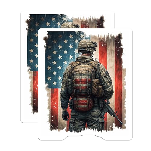 (2 Pack) American Flag Soldier Magnet - Military Decor - Home Office Art - Patriotic Statement Pieces - 5" On Longest Side - Sticks to Smooth Flat Surfaces - Made in USA - MAG9826