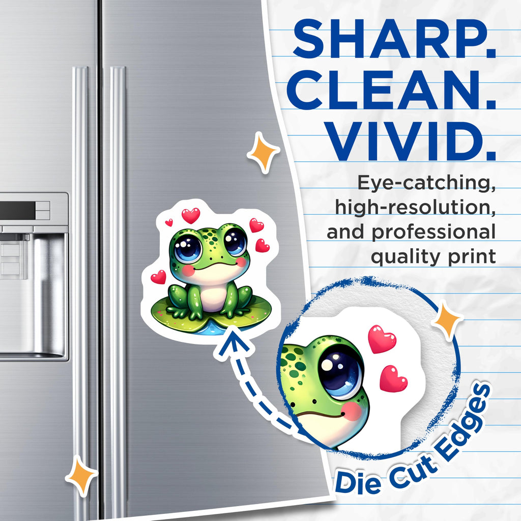 (2 Pack) Kawaii Frog Magnets - Adorable Lilypad Creature - Sweet Heart Accents Decor - 5 Inches On Longest Side - Thick Durable Magnet - Made in USA - MAG22517