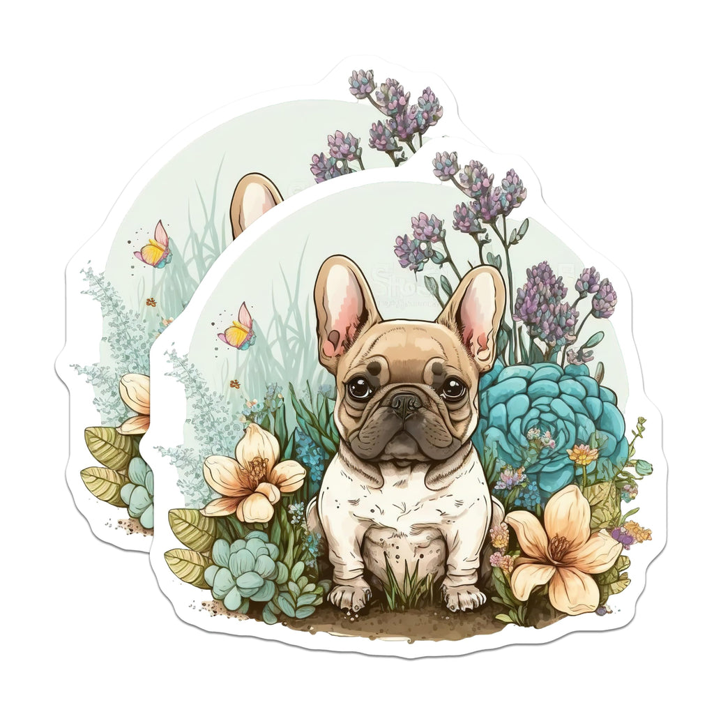 (2 Pack) French Bulldog Magnets - Cute Dog Breed Magnets - Floral Decor Magnets - 5" On Longest Side - Premium Magnet - for Cars, Refrigerators, Toolboxes, Lockers - Made in USA - MAG15388