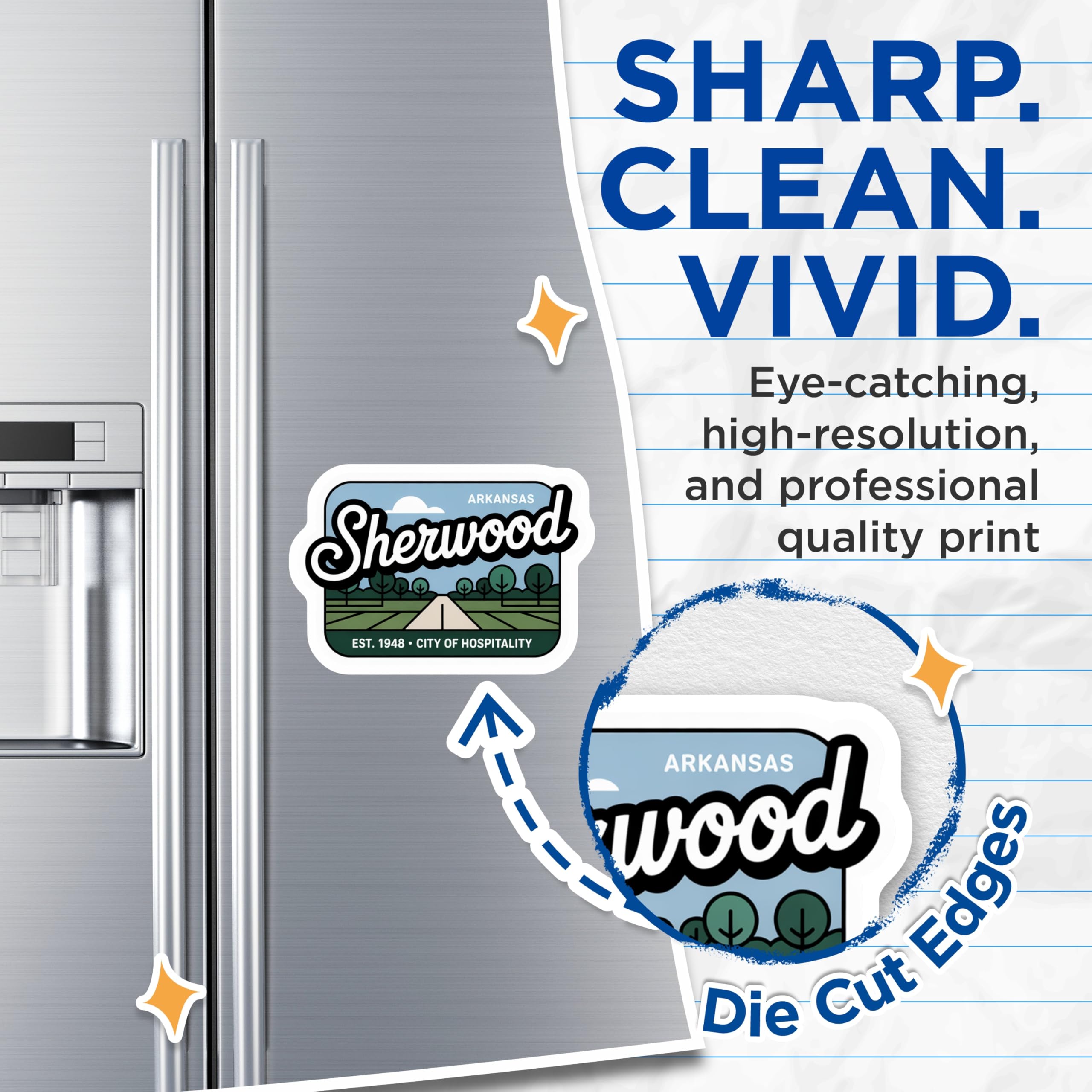 (2 Pack) Sherwood Arkansas Magnets - Travel Souvenir - City of Hospitality Fridge Magnets - 5" On Longest Side - Premium Magnet - for Cars, Refrigerators, Toolboxes, Lockers - Made in USA - MAG18221