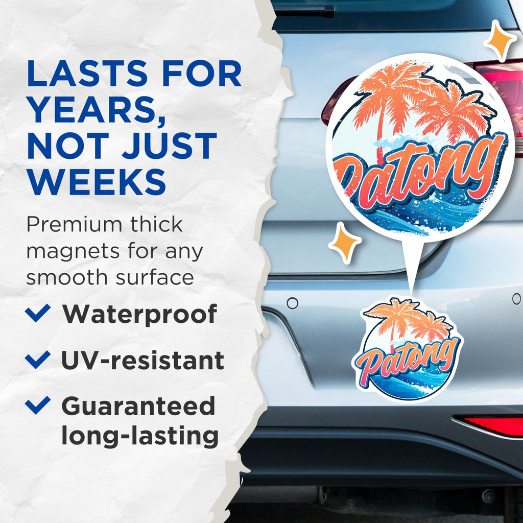 (2 Pack) Patong Thailand Magnets - Beach Vacation Souvenir - Travel Fridge Magnets - 5" On Longest Side - Premium Magnet - for Cars, Refrigerators, Toolboxes, Lockers - Made in USA - MAG18261
