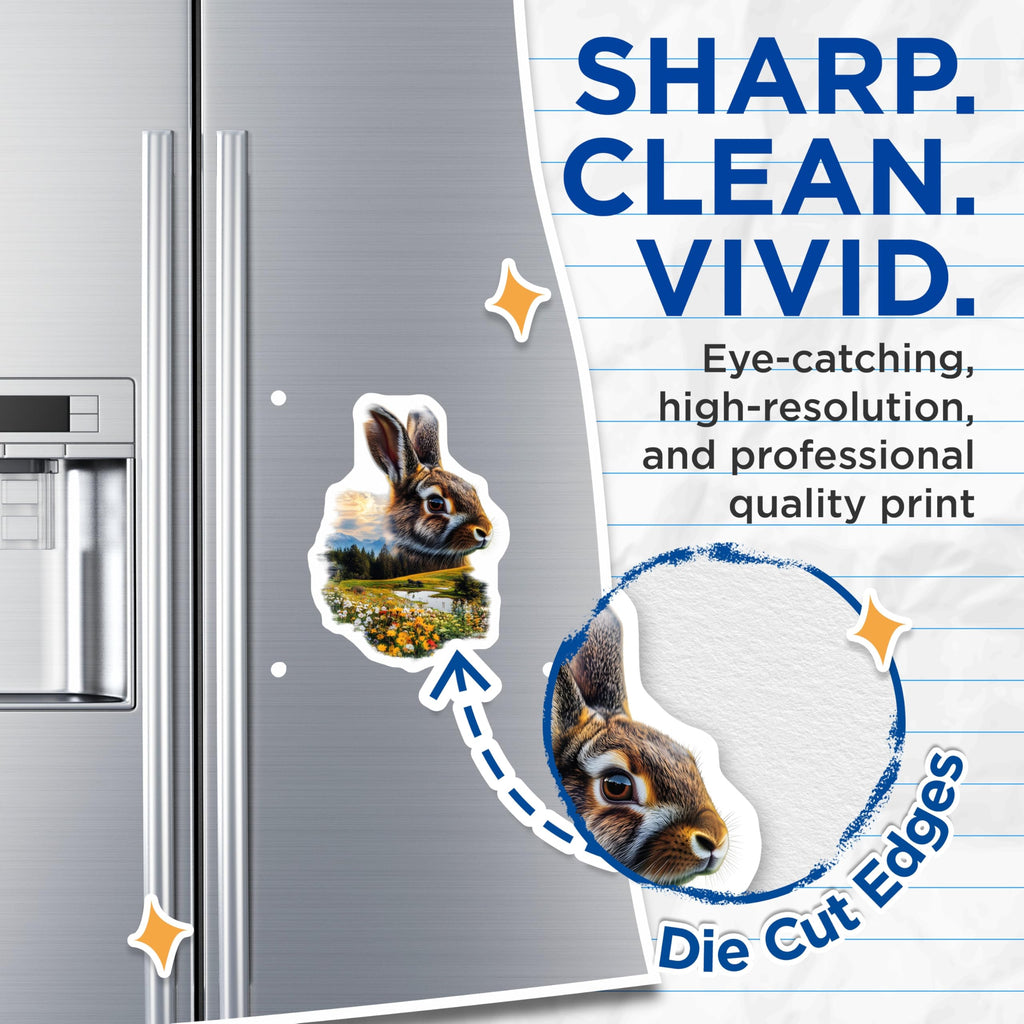 (2 Pack) Hare Magnets - Landscape Animal - Fridge Home Decor - 5" On Longest Side - Premium Magnet - for Cars, Refrigerators, Toolboxes, Lockers - Made in USA - MAG15866