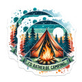 (2 Pack) I'd Rather Be Camping Stickers - Camping Life - Outdoor Adventure Decals - Wanderlust Vinyl Stickers - 5" On Longest Side - Sticks to Smooth Flat Surfaces - Made in USA - BMCS6639