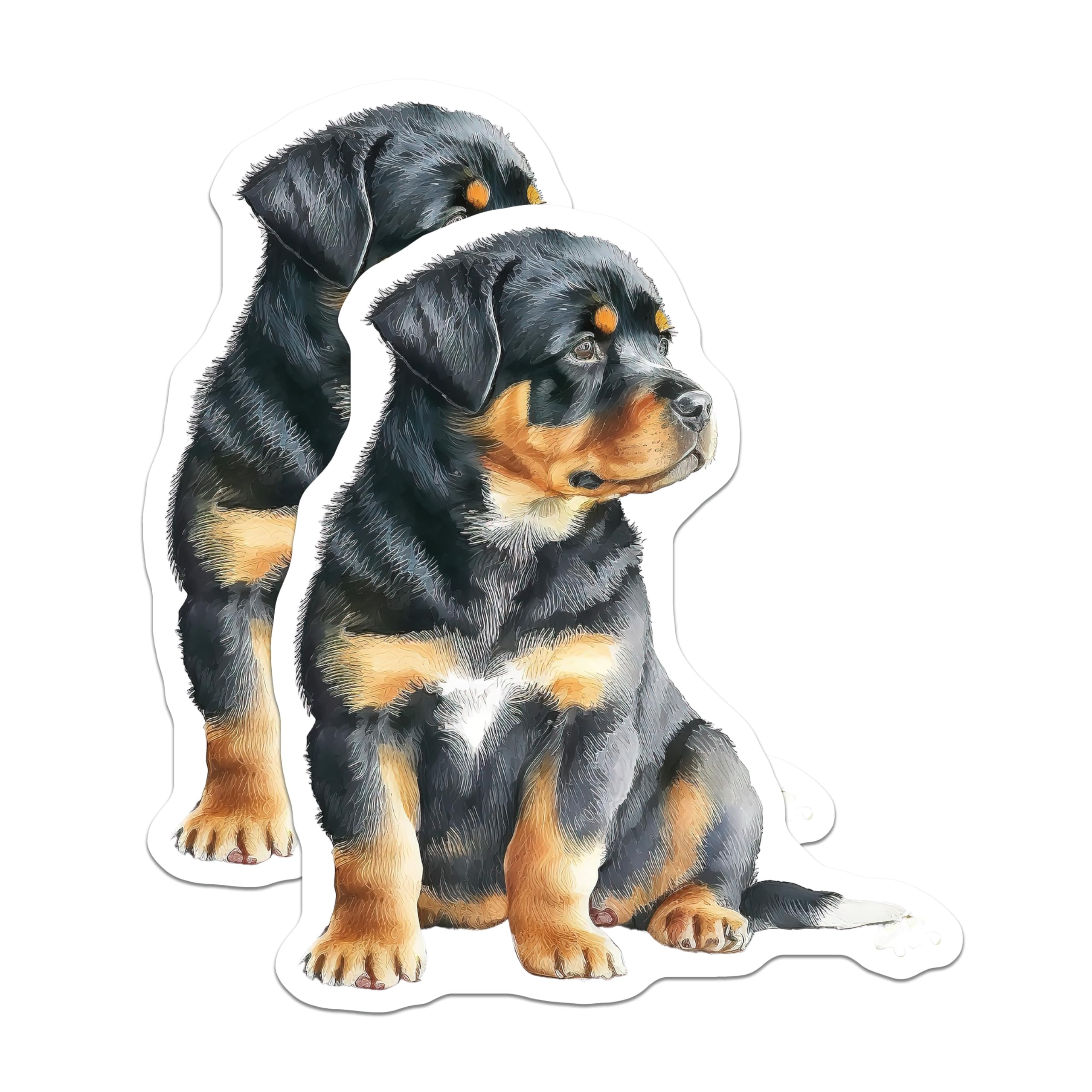 (2 Pack) Rottweiler Puppy Magnets - Cute Dog Lovers - Fridge Locker Decoration - 5" On Longest Side - Premium Magnet - for Cars, Refrigerators, Toolboxes, Lockers - Made in USA - MAG14215