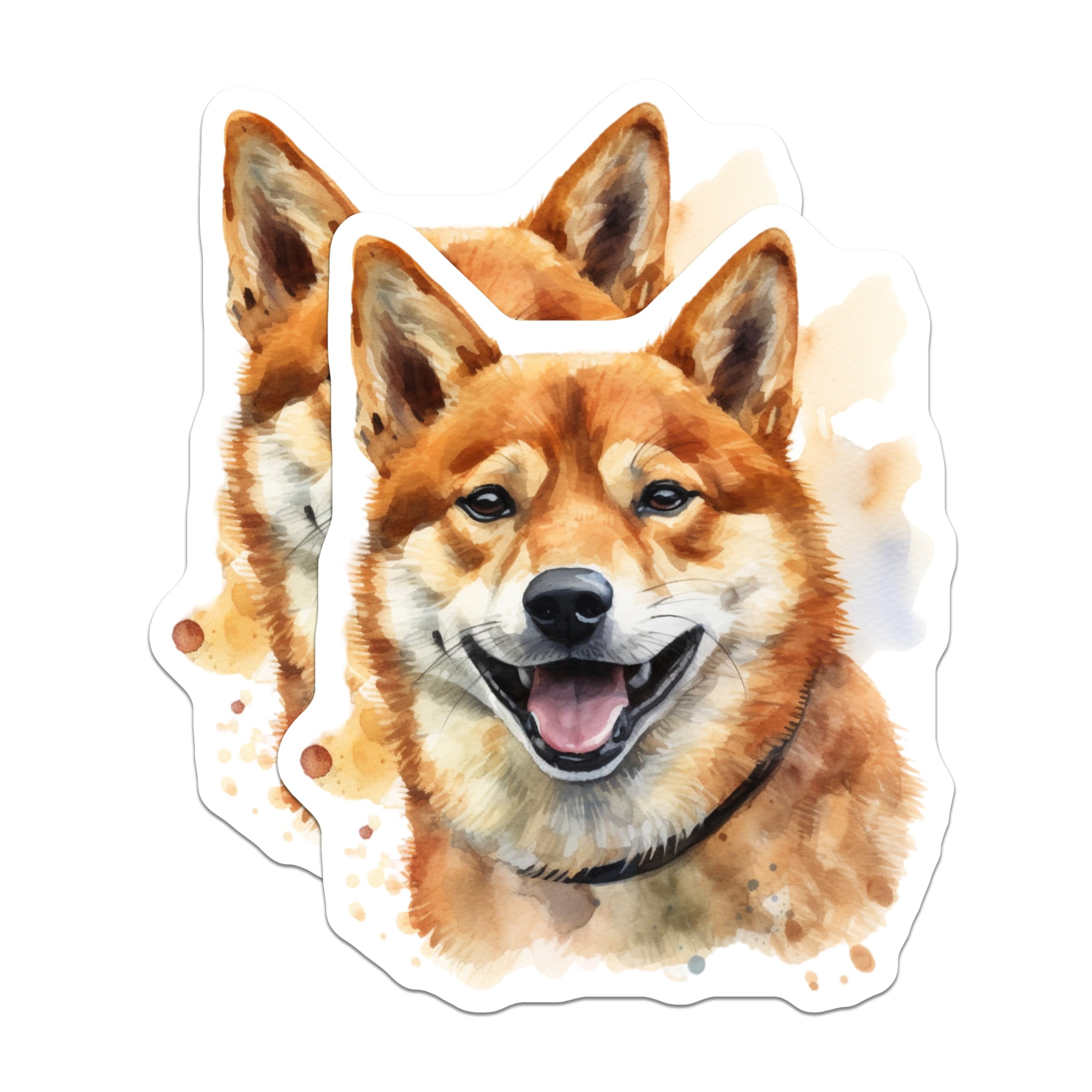 (2 Pack) Shiba Inu Magnets - Happy Dog Lover - Watercolor Pet Art - Fridge Decor - 5 Inches On Longest Side - Thick Durable Magnet - Made in USA - MAG29983