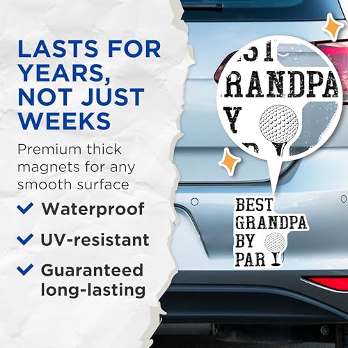 (2 Pack) Best Grandpa by Par Magnets - Golf Enthusiast Magnet - Grandpa Appreciation - 5" On Longest Side - for Cars, Fridges, Toolboxes - Made in USA - MAG4390