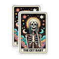 (2 Pack) Cry Baby Skeleton Magnets - Tarot Card Art - Celestial Goth Decor - Emotional Support Magnet - 5 Inches On Longest Side - Thick Durable Magnet - Made in USA - MAG26239