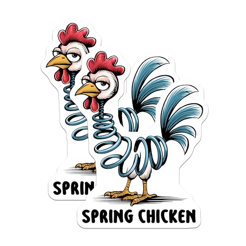 (2 Pack) Spring Chicken Magnets - Funny Fridge Decor - Cartoon Chicken Art - 5" On Longest Side - for Cars, Fridges, Toolboxes - Made in USA - MAG7637