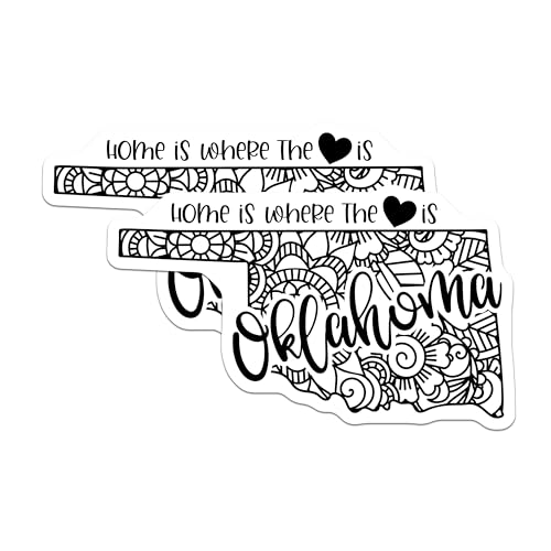 (2 Pack) Home is Where The Heart is Magnets Magnets - Oklahoma State Magnet - Floral Oklahoma Home Decor - 5" On Longest Side - Made in USA - Sticks to Refrigerators & Metal Surfaces - MAG9086