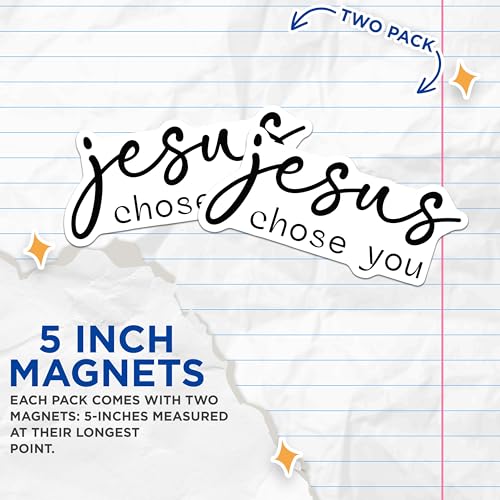 (2 Pack) Jesus Chose You Magnets - Inspirational Faith Decor - Christian Refrigerator Message - 5" On Longest Side - for Cars, Fridges, Toolboxes - Made in USA - MAG6682