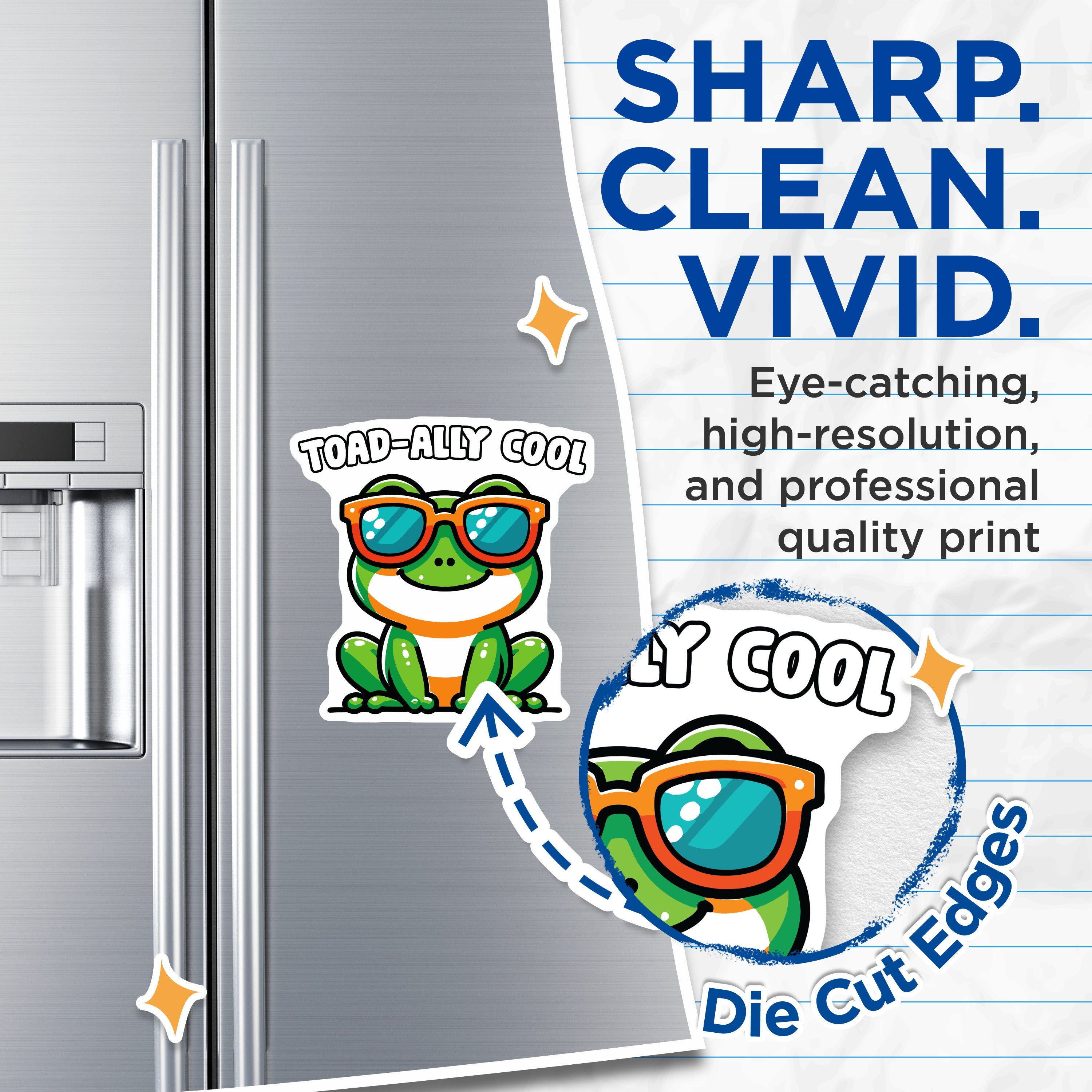 (2 Pack) Toadally Cool Frog Magnets - Funny Animal Pun Decor - Cute Refrigerator Accessory for Home - 5 Inches On Longest Side - Thick Durable Magnet - Made in USA - MAG39278