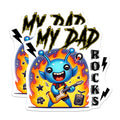 (2 Pack) My Dad Rocks Magnets - Alien Playing Guitar - Dad Love - 5" On Longest Side - for Cars, Fridges, Toolboxes - Made in USA - MAG7471