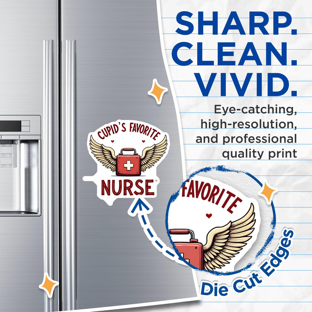 (2 Pack) Cupid's Favorite Nurse Magnets - Nurse Appreciation Magnets - Cute Nurse Magnets for Healthcare - 5" On Longest Side - for Cars, Refrigerators, Toolboxes, Lockers - Made in USA BMCS3077