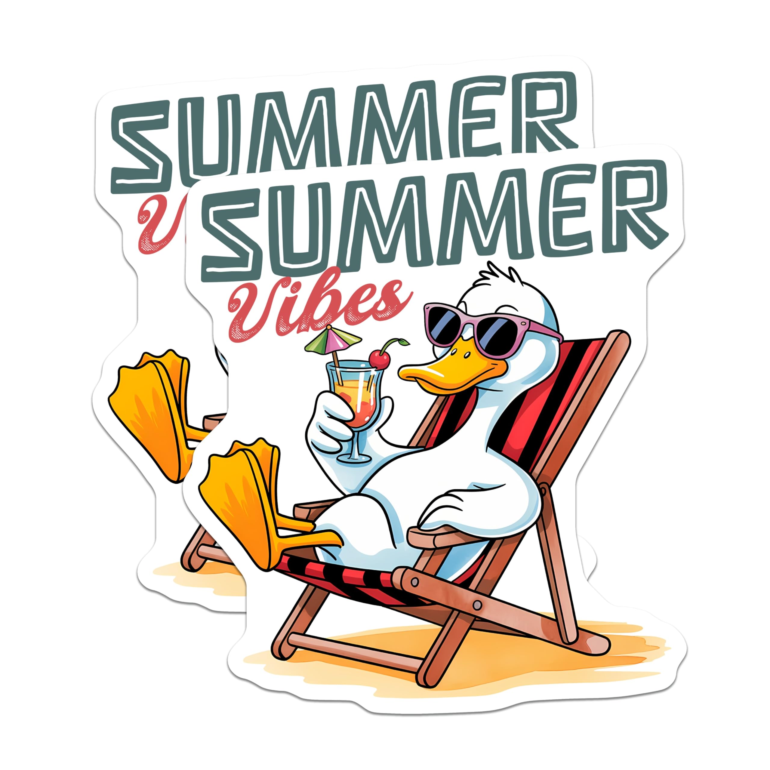 (2 Pack) Summer Vibes Duck Magnets - Beach Vacation Decor - Summer Refrigerator Magnets - 5" On Longest Side - Premium Magnet - for Cars, Refrigerators, Toolboxes, Lockers - Made in USA - MAG15817