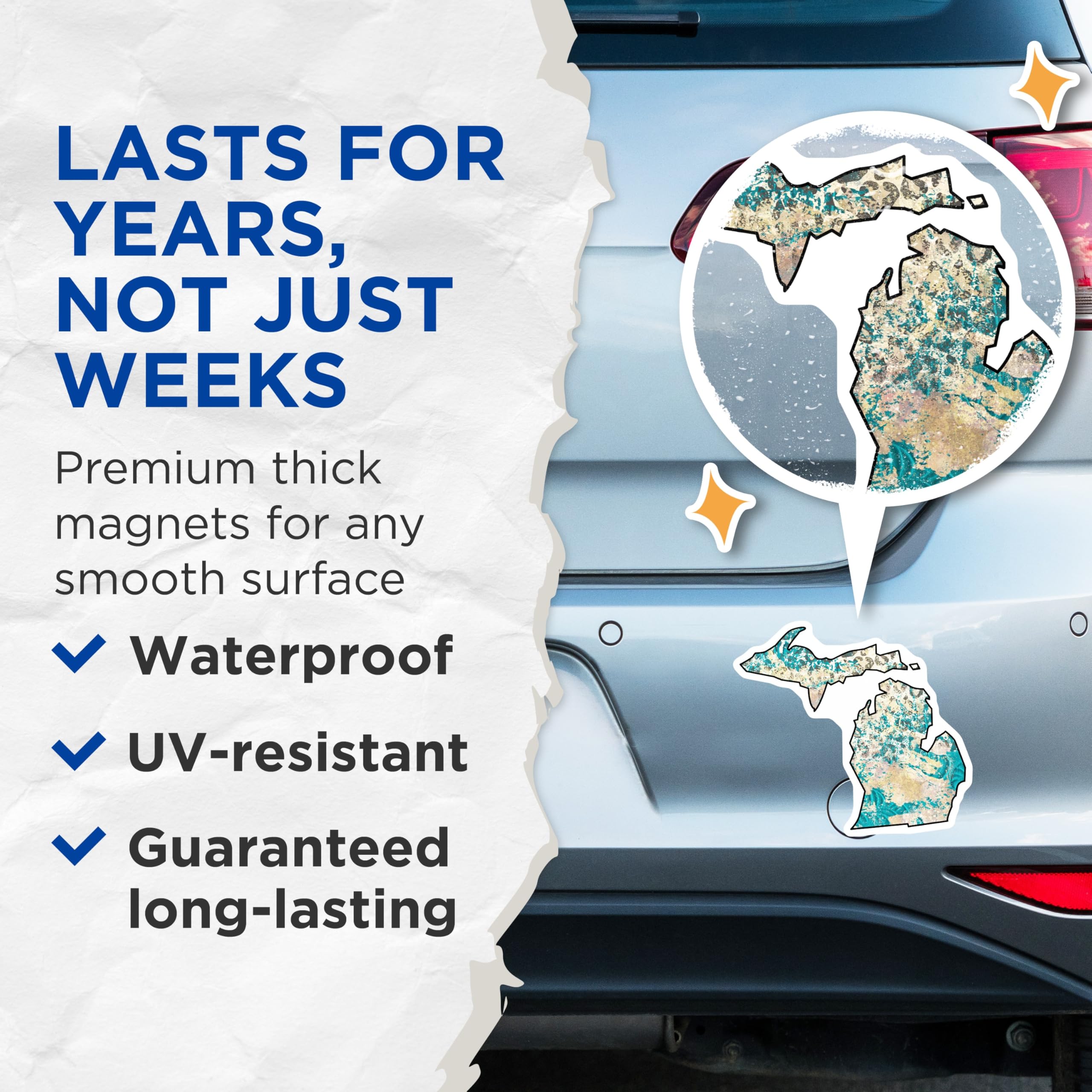 (2 Pack) Michigan State Magnets - Abstract Michigan Shape - Turquoise Michigan Art - 5" On Longest Side - Premium Magnet - for Cars, Refrigerators, Toolboxes, Lockers - Made in USA - MAG18131